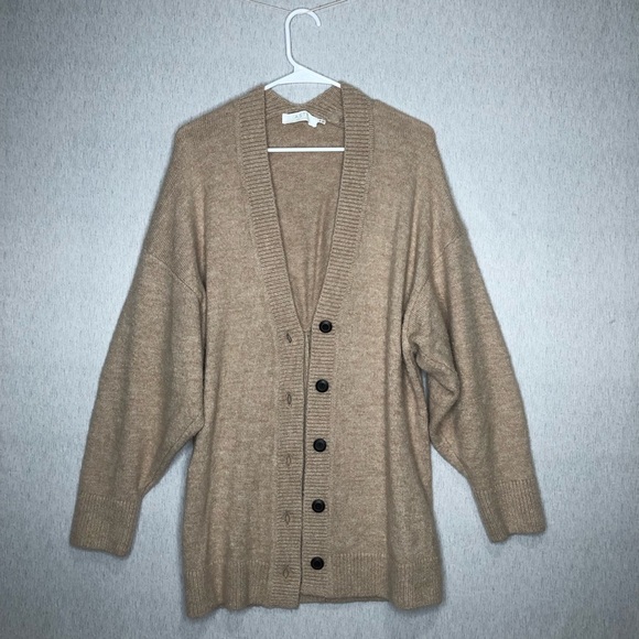 ASTR The Label Alpine Cardigan Women's XS Oatmeal Wool Blend Oversize Chunky - Picture 2 of 15